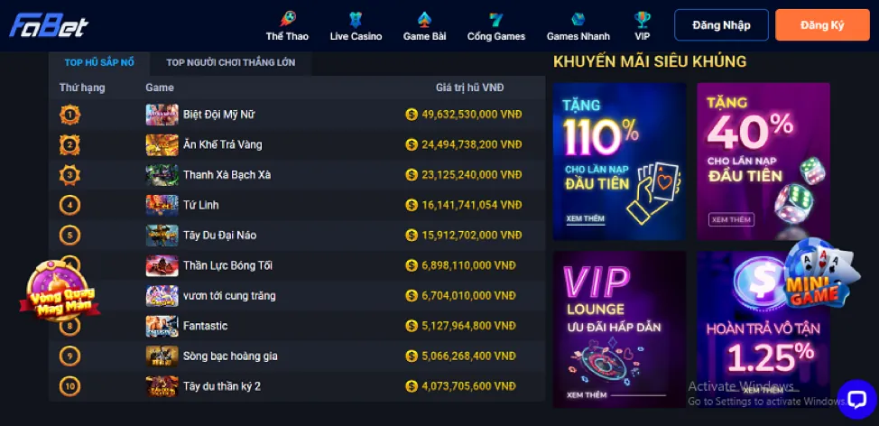 Tiền thưởng chào mừng 39go99 Web